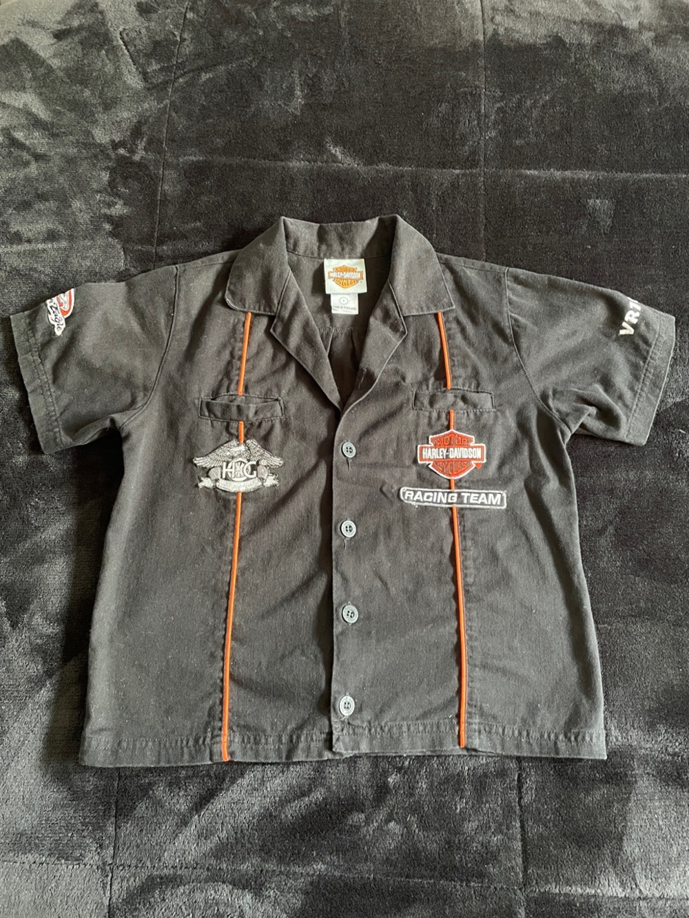 Harley-Davidson Black Short-Sleeve Shirt with Orange Piping